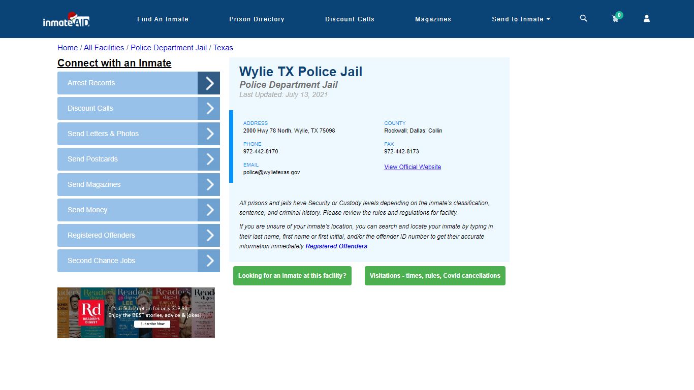 Wylie TX Police Jail & Inmate Search - Wylie, TX